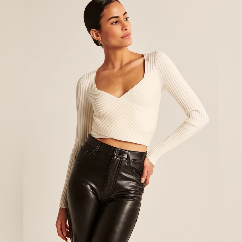 Abercrombie Long-Sleeve Sweater Wrap Top